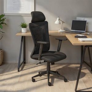 Scaun de birou XL Administrator, Inter Link, 52x50x128-133 cm, rotativ, poliester, negru imagine