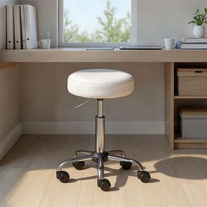 Scaun de birou Asra, Inter Link, 34x34x46-56 cm, rotativ, metal/piele ecologica, alb imagine