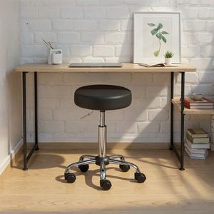 Scaun de birou Asra, Inter Link, 34x34x46-56 cm, rotativ, metal/piele ecologica, negru imagine