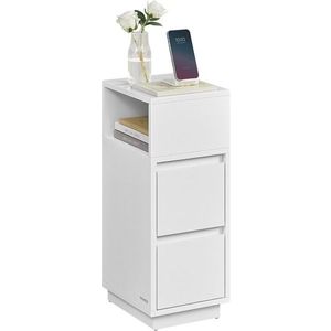 Noptiera Slim, Vasagle, 30x25x65 cm, compartiment flexibil stanga-dreapta, MDF/PAL, alb cloud imagine