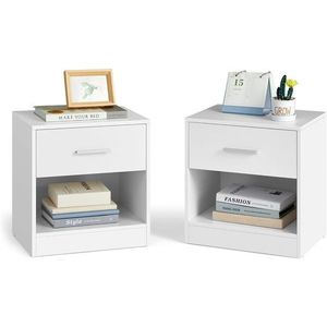 Set 2 noptiere, Vasagle, 39x28x41 cm, PAL/MDF, alb imagine