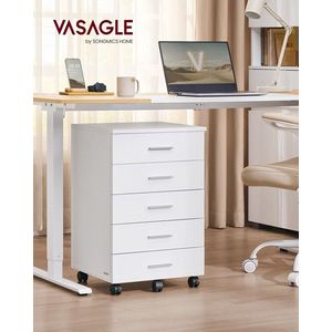 Dulap mobil pentru birou cu 5 sertare, 40x42x65.7 cm, MDF/PAL, alb cloud imagine
