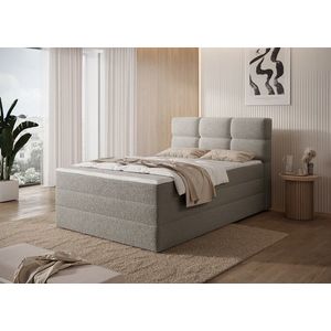 Pat continental tapitat cu lada depozitare, 120x200 cm, ELTAP, Kasped, lemn/poliester, bej inchis imagine