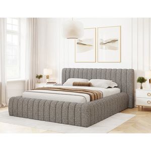 Pat tapitat cu somiera rabatabila si lada depozitare, 160x200 cm, ELTAP, 03COR-1.6, Carilla, metal/poliester, gri imagine