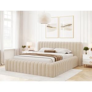 Pat tapitat cu somiera rabatabila si lada depozitare, 140x200 cm, ELTAP, 18ROY-1.4, Carilla, metal/poliester, bej inchis imagine