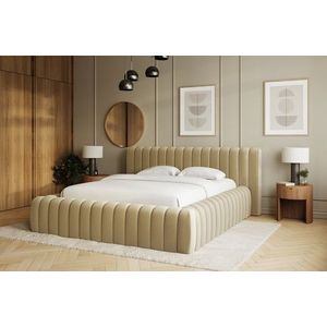 Pat tapitat cu somiera rabatabila si lada depozitare, 160x200 cm, ELTAP, 04MO-1.6, Carilla, metal/poliester, bej imagine