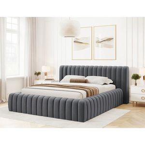 Pat tapitat cu somiera rabatabila si lada depozitare, 140x200 cm, ELTAP, 97MO-1.4, Carilla, metal/poliester, gri inchis imagine