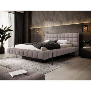 Pat tapitat cu somiera rabatabila si lada depozitare, 140x200 cm, ELTAP, Magentta, metal/poliester, gri imagine