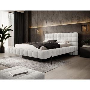 Pat tapitat cu somiera rabatabila si lada depozitare, 160x200 cm, ELTAP, Magentta, metal/poliester, alb imagine