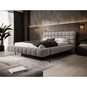 Pat tapitat cu somiera rabatabila si lada depozitare, 160x200 cm, ELTAP, Magentta, metal/poliester, maro imagine