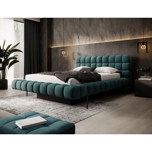 Pat tapitat cu somiera rabatabila si lada depozitare, 160x200 cm, ELTAP, Magentta, metal/poliester, verde imagine