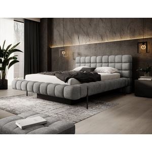 Pat tapitat cu somiera rabatabila si lada depozitare, 160x200 cm, ELTAP, Magentta, metal/poliester, gri inchis imagine