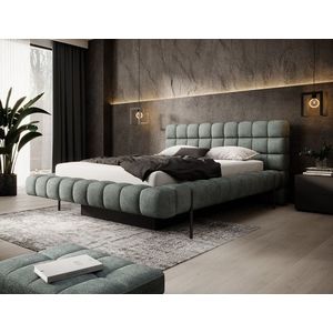 Pat tapitat cu somiera rabatabila si lada depozitare, 160x200 cm, ELTAP, Magentta, metal/poliester, albastru deschis imagine