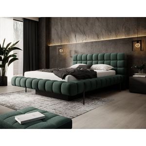 Pat tapitat cu somiera rabatabila si lada depozitare, 180x200 cm, ELTAP, Magentta, metal/poliester, verde inchis imagine