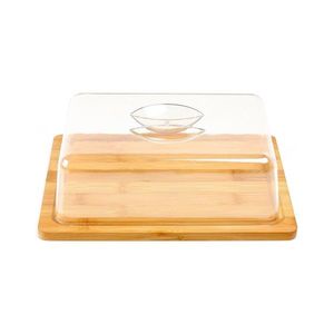 Platou servire branzeturi cu capac, Zokura, 24x19 cm, bambus/plastic imagine