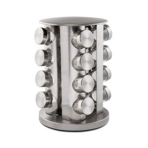 Set 16 recipiente condimente si suport, Zokura, 19 x 28 cm, 80 ml, inox/sticla imagine