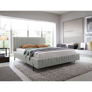 Pat tapitat cu somiera rabatabila si lada depozitare, 180x200 cm, ELTAP, Plissa, metal/poliester, gri deschis imagine