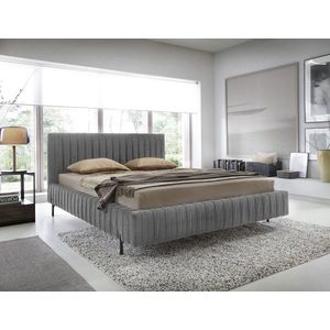 Pat tapitat cu somiera rabatabila si lada depozitare, 180x200 cm, ELTAP, Plissa, metal/poliester, gri inchis imagine