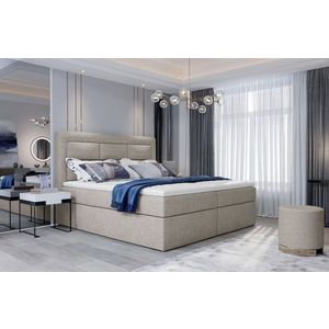 Pat tapitat cu lada depozitare, 140x200 cm, ELTAP, VIV-01-1.4, Vivre, lemn/poliester, bej inchis imagine