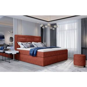 Pat tapitat cu lada depozitare, 140x200 cm, ELTAP, VIV-04-1.4, Vivre, lemn/poliester, rosu imagine