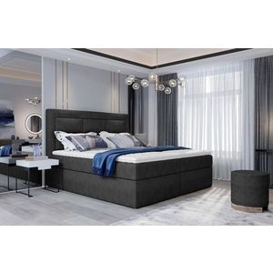 Pat tapitat cu lada depozitare, 160x200 cm, ELTAP, VIV-06-1.6, Vivre, lemn/poliester, gri antracit imagine