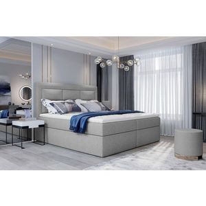 Pat tapitat cu lada depozitare, 160x200 cm, ELTAP, VIV-07-1.6, Vivre, lemn/poliester, gri deschis imagine