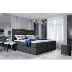 Pat tapitat cu lada depozitare, 180x200 cm, ELTAP, VIV-08-1.8, Vivre, lemn/poliester, gri antracit imagine