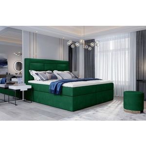 Pat tapitat cu lada depozitare, 140x200 cm, ELTAP, VIV-09-1.4, Vivre, lemn/poliester, verde inchis imagine