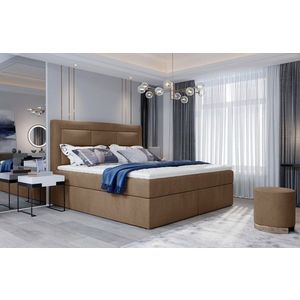 Pat tapitat cu lada depozitare, 160x200 cm, ELTAP, VIV-10-1.6, Vivre, lemn/poliester, maro deschis imagine