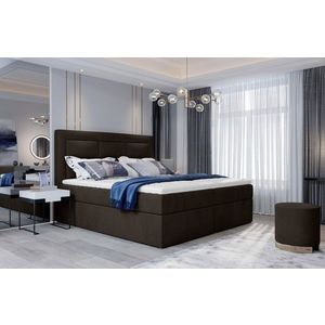 Pat tapitat cu lada depozitare, 180x200 cm, ELTAP, VIV-11-1.8, Vivre, lemn/poliester, maro inchis imagine