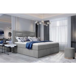 Pat tapitat cu lada depozitare, 140x200 cm, ELTAP, VIV-13-1.4, Vivre, lemn/poliester, gri imagine