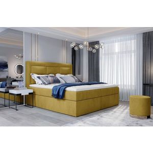 Pat tapitat cu lada depozitare, 160x200 cm, ELTAP, VIV-15-1.6, Vivre, lemn/poliester, galben imagine