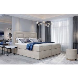 Pat tapitat cu lada depozitare, 180x200 cm, ELTAP, VIV-19-1.8, Vivre, lemn/poliester, crem imagine