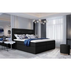 Pat tapitat cu lada depozitare, 140x200 cm, ELTAP, VIV-20-1.4, Vivre, lemn/poliester, negru imagine