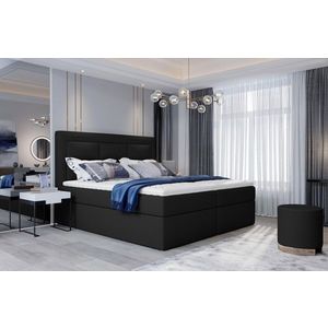 Pat tapitat cu lada depozitare, 140x200 cm, ELTAP, VIV-22-1.4, Vivre, lemn/poliester, negru imagine