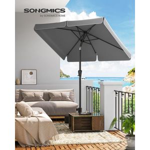 Umbrela dreptunghiulara pentru gradina, tesara si balcon, Songmics, 200 x 125, protectie UV 50+, inclinare 30 grade in doua directii, gri imagine