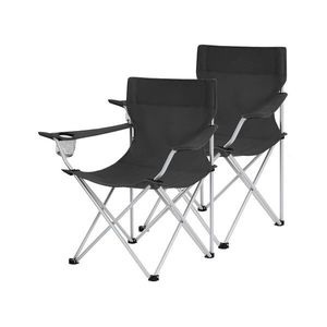Set 2 scaune pliabile pentru camping si gradina, Songmics, max 150 kg, 84x52x81 cm, otel/tesatura Oxford, negru imagine