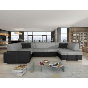 Coltar extensibil dreapta 6 locuri ELTAP, Hv26, Havana, 322x204x72 cm, lemn/poliester, gri/negru imagine