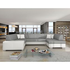 Coltar extensibil dreapta 6 locuri ELTAP, Hv27, Havana, 322x204x72 cm, lemn/poliester, gri inchis/alb imagine