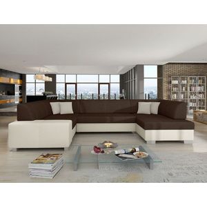 Coltar extensibil dreapta 6 locuri ELTAP, Hv28, Havana, 322x204x72 cm, lemn/poliester, maro/bej deschis imagine