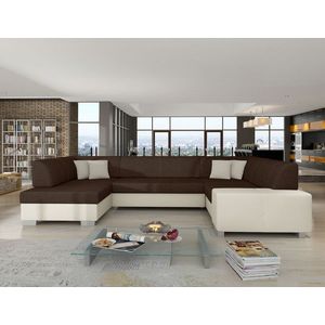 Coltar extensibil stanga 6 locuri ELTAP, Hv38, Havana, 322x204x72 cm, lemn/poliester, maro/bej deschis imagine