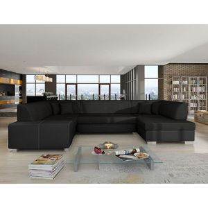 Coltar extensibil dreapta 6 locuri ELTAP, Hv43, Havana, 322x204x72 cm, lemn/poliester, negru imagine