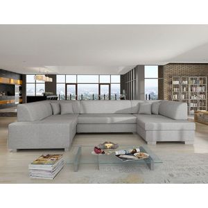 Coltar extensibil dreapta 6 locuri ELTAP, Hv44, Havana, 322x204x72 cm, lemn/poliester, gri deschis imagine