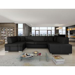 Coltar extensibil stanga 6 locuri ELTAP, Hv45, Havana, 322x204x72 cm, lemn/poliester, negru imagine