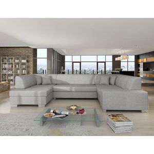 Coltar extensibil stanga 6 locuri ELTAP, Hv46, Havana, 322x204x72 cm, lemn/poliester, gri deschis imagine