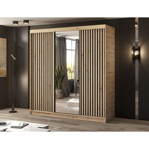 Dulap pentru haine cu oglinda ELTAP, Emerio III, 180x60x204 cm, PAL, stejar imagine