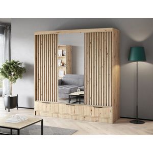 Dulap pentru haine cu oglinda ELTAP, Voodi III, 180x60x204 cm, PAL, stejar imagine