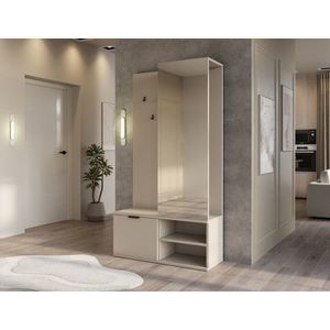 Dulap cu pantofar, cuier si oglinda ELTAP, Oturra, 100x35x189 cm, PAL, casmir imagine