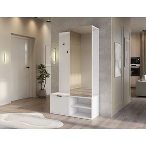 Dulap cu pantofar, cuier si oglinda ELTAP, Oturra, 100x35x189 cm, PAL, alb imagine