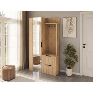 Dulap cu pantofar, cuier si oglinda ELTAP, Riganni, 100x35x180 cm, PAL, stejar imagine